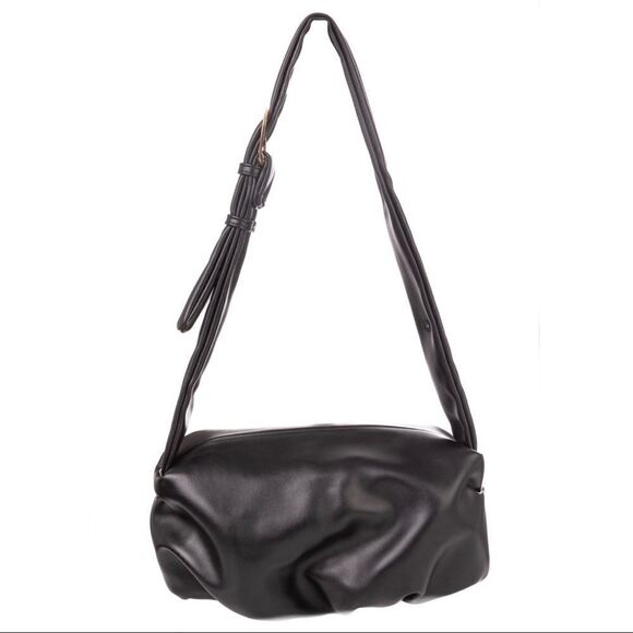 Vegan Leather Upside Down Shoulder Bag, Black - Picture 1 of 16